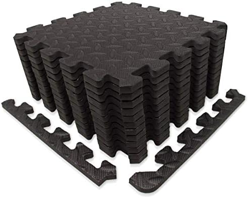 9HORN Exercise Mat/Protective Flooring Mats with EVA Foam Interlocking Tiles and Edge Pieces Suitable for Gym Equipment, Yoga, Surface Protection