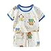 Toddler Boys Girls Soft Cotton 𝐏a𝐣amas Baby Cute Cartoon Print 𝐒lee𝐩wear 2-Piece 𝐋oun𝐠ewear Short (Blue, 12-18 Months)