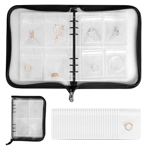 KIKIGOAL Transparent Jewelry Storage Book Jewellery Organiser with Pockets Earring Storage Jewelry Display Book Album with 80 Grids+30 pcs PVC Bags (80 Grids+30 pcs 6 * 8 PVC Bags) … - Cosy Home Interiors KIKIGOAL Transparent Jewelry Storage Book Jewellery Organiser with Pockets Earring Storage Jewelry Display Book Album with 80 Grids+30 pcs PVC Bags (80 Grids+30 pcs 6 * 8 PVC Bags) …