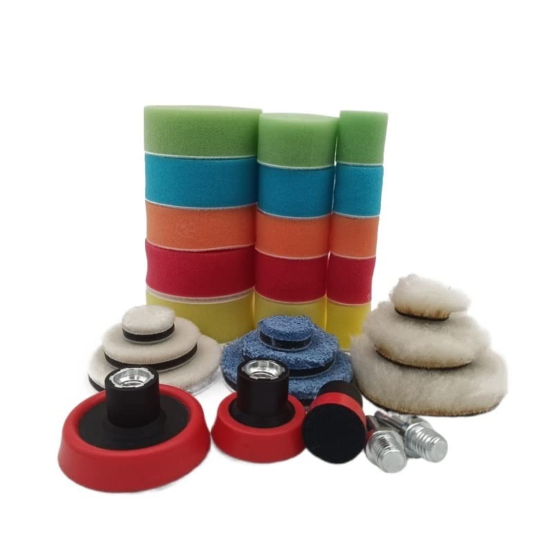 Pad Polissage 29 pièces épilation à la cire éponge tampon de polissage plaque de support ensemble d'outils de polissage de voiture for polisseuse Machine à polir accessoires de lavage de voiture Kit P