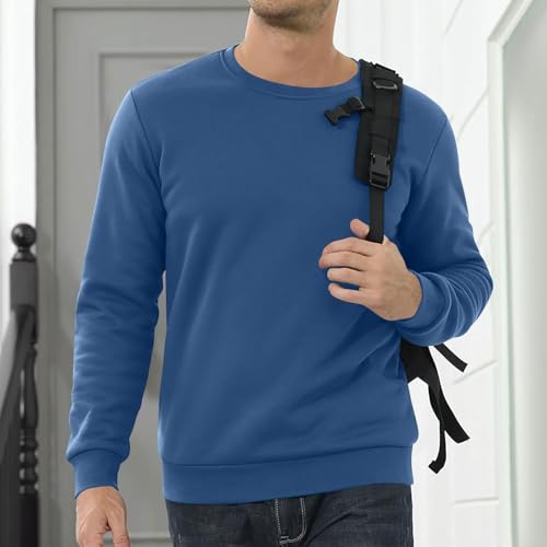 Men's Crewneck Sweatshirts Sherpa Lined Oversized Pullover Casual Long Sleeve Winter Warm Fleece Thick Pullover Tops2
