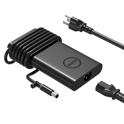 HSXIRQA 240W Gan Slim Laptop Charger for Dell G15 G16 G7 Alienware M15 M17 x17 17 15 Precision 7780 7770 7670 7680 AC Adapter and Power Cord 10ft Total Length Fast Charging for Gaming and Office