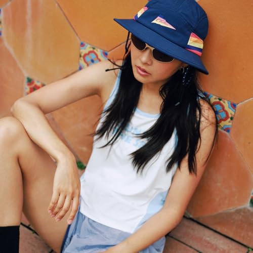 Image of Color-Blocked Fisherman Style Sun Hat for Outdoor Camping, Surfing & Vacations - Wide Brim, UV Protective, Anti-Slip