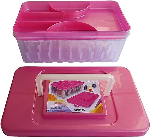 Image of KEPY THE MALL Thread and Needle Box - Big Size 45 Spools Empty Tailor Box Multicolour 45 Reels Big Size Right Angle