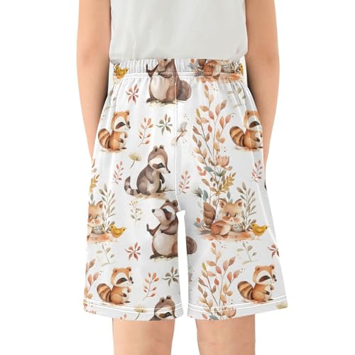 ALAZA Cute Bear Fox Raccoon Squirrel Duck Pajama Shorts Sleep Shorts Pant Lounge Pajama Bottoms Elastic Waist with Pockets2
