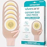 Vive 20 PCS Colostomy Bags + 5 PCS Clamps - One Piece Drainable Ostomy Pouch for Colostomy, Ileostomy - Odor Resistant, Skin-Friendly Ostomy Supplies for Stoma Care (Clamp System)