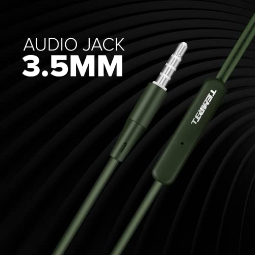 Image of TEMPT Zip X1 in Ear Wired Ear Phones with Mic | 3.5mm Audio Jack | 13.6mm Powerful Driver for Stereo Audio |1.2 Tangle- Free Cable Phone /Tablet Compatible (Green)