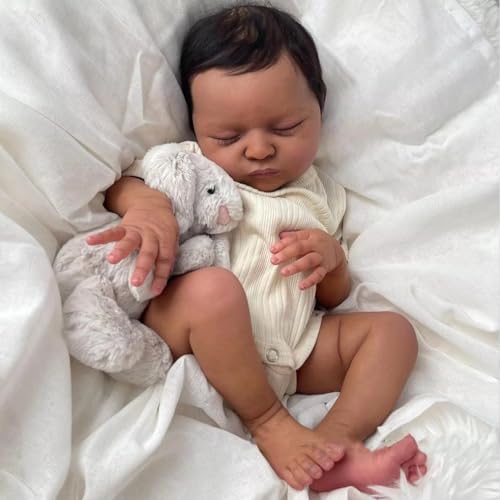 Muñeca Reborn Bebé Afroamericana Realista 19 Pulgadas miniatura 1