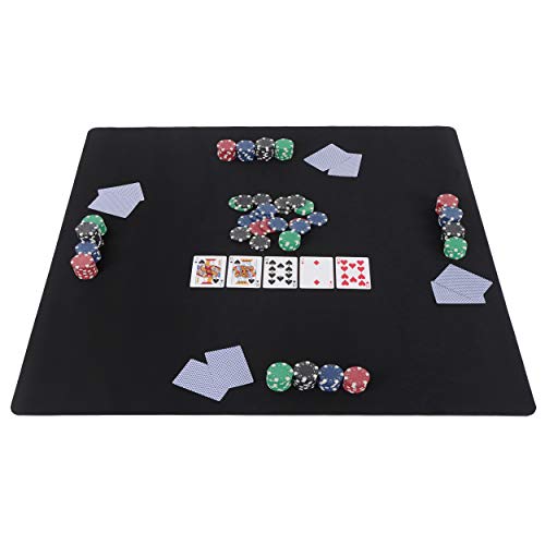 Jigitz Table Game Mat, Black - Board Game Table Cover Mat, Playing Card Poker Games Square Table Mat 32.6in x 32.6in