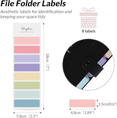 SKYDUE 2 Pack Document Organiser,Cute Folders for Paperwork A4,Paperwork File Organiser with 5 Pockets, Expanding File Folder File Organiser for Home Office Businesses(Black Pink) - Image 5