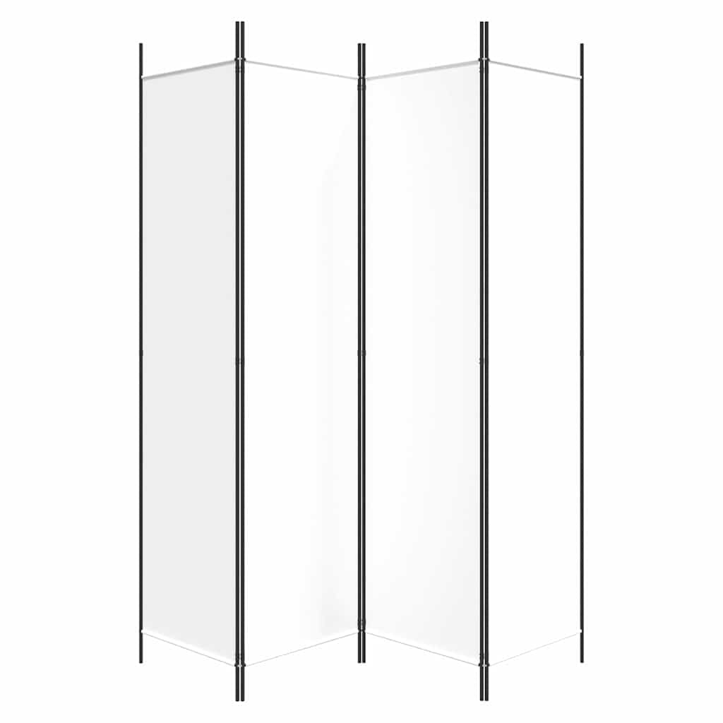 Paravento divisorio a 4 pannelli, in tessuto, bianco, 200 x 200 cm
