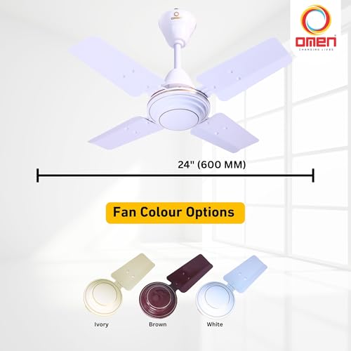 Image of Omen Changing Lives 600mm Durby Ceiling Fan | Ultra High-Speed 4-Blade Decorative Fan | Energy-Efficient Performance | Powerful Air Delivery | 2-Year Warranty (White)
