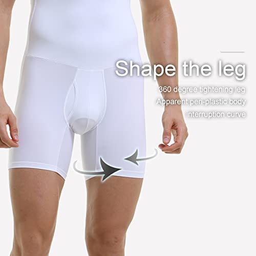 Telewee Men Tummy Control Shorts High Waist Underwear Slimming Shapewear Body Shaper Leg Boxer Briefs… (White, Medium) #TOP2
