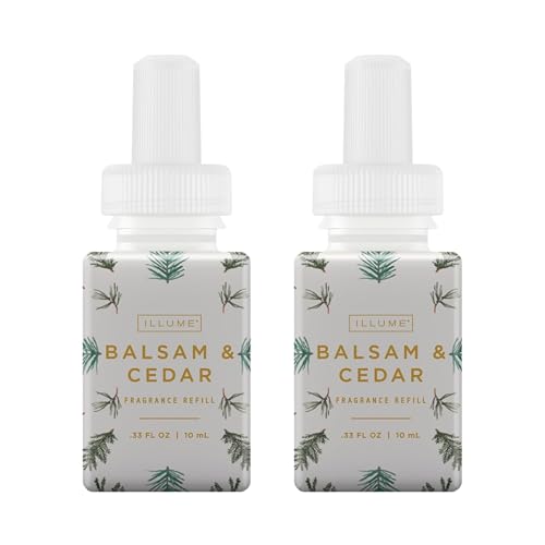 Pura & Illume Home Scent Refill - Smart Air Diffuser - Up to 120-Hours of Luxury Fragrance per Refill - Home Essential - Clean & Safe Diffuser Fragrance - 2 Pack Balsam & Cedar