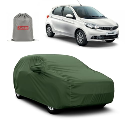Image of AOSIS 'Waterproof' Car Cover Compatible with Tata Tiago /Wizz /Nrg /jtp /Tiago Ev 300 GSM Uly Coated Thick Fabric 4X4, Adjustable Belt Buckle, Elastic Grip