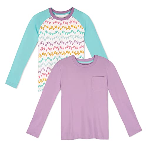 Image of Mightly Boys and Girls' Long Sleeve Raglan Shirt | Organic Cotton, Colorful Casual Stylish Clothes, Soft&Fresh Crew Neck Tee
