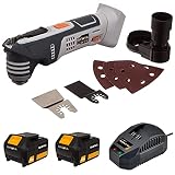 Batavia 7062510 Akku Multitool Multifunktionswerkzeug (36W, 18 Volt Lithium-Ion Akku, Leerlaufdrehzahl: 5000-15000 min-1) 2 x 4.0 Ah Akku + Ladegerät
