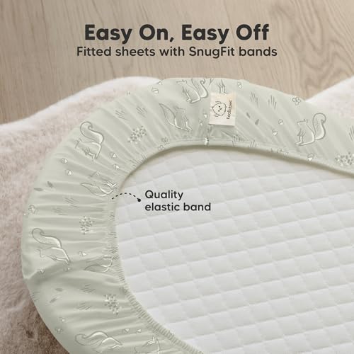 Image of 2-Pack Organic Bassinet Sheets for Girls, Boys - 100% Cotton Bassinet Mattress Sheets Compatible with Halo Bassinest Swivel Sleeper, Graco, Baby Delight, Chicco, Fitted Bassinet Sheets (Pine Grove)