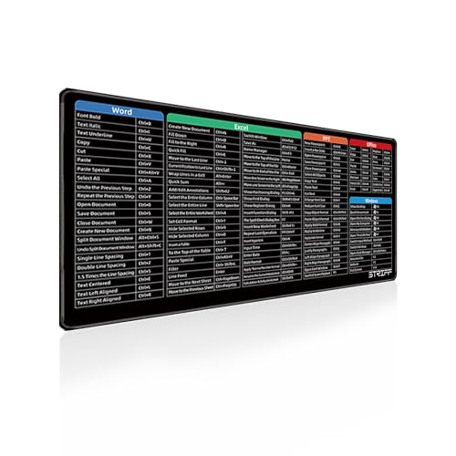 Image of STRIFF Windows & Office Keyboard Shortcuts Desk Mat | Gaming Mouse Pad Extended Size (800mm x 300mm x 2mm) Stitched Edges| Non-Slip Rubber Base|Computer Laptop|Keyboard Mouse Pad (Keyboard Shortcuts)