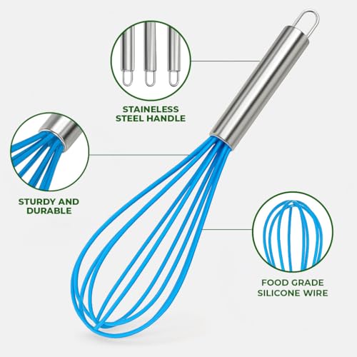 Freshware Silicone Whisk, Silicone Cooking Utensil Set, Silicone Whisks for Cooking, Non-Scratch Hand Whisks for Kitchen Essentials, Set of 3 by Freshware - Image 2