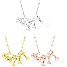 AILIN Custom Pet Necklace With Name 925 Sterling Silver/Brass Personalized Dog Bone Cat Head Pendant Necklace For Pet Lovers Jewelry Christmas Birthday Gifts For Women