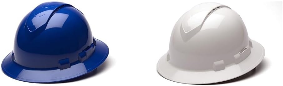 Pyramex Ridgeline Hard Hats Bundle - 6 Point Blue & 4 Point White Vented ABS Hard Hats