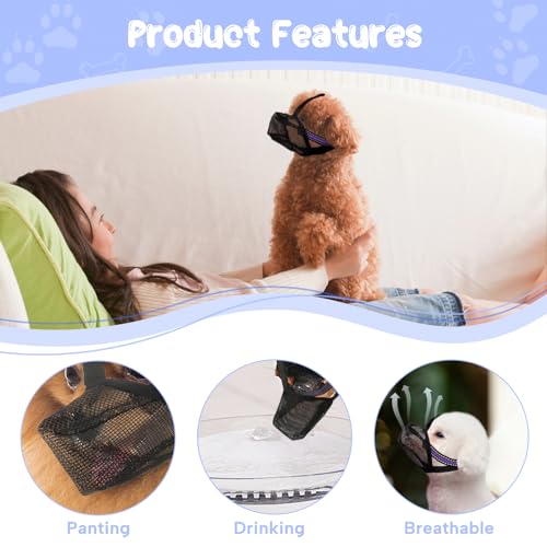 Maulkorb für Hunde Weicher Netzmaulkorb Atmungsaktiver Mesh für Kleine Hunde Reflektierende Einstellbare Hundemaulkorb zum Verhindern Fressen Lecken Bellen Ermöglicht Hecheln und Trinken (XS Schwarz)