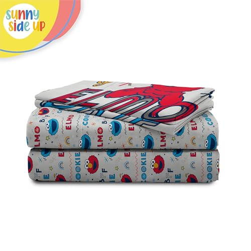 Image of Sunny Side Up Sesame Street Full Sheet Set - 4 Piece Kids Bedding Set Includes Pillow Cover - Super Soft Microfiber Sheets with Elmo, Cookie Monster and Big Bird