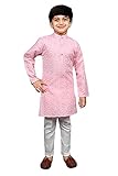 AHHAAAA Kid's Indian Ethnic Sequin Print Embroidery Mirror Work Kurta with Pajama for Boys 518