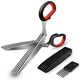 5 Blade Herb Scissors Kitchen Herb Shears Cutter Multipurpose Cutting Shear with 5 Stainless Steel Blades...