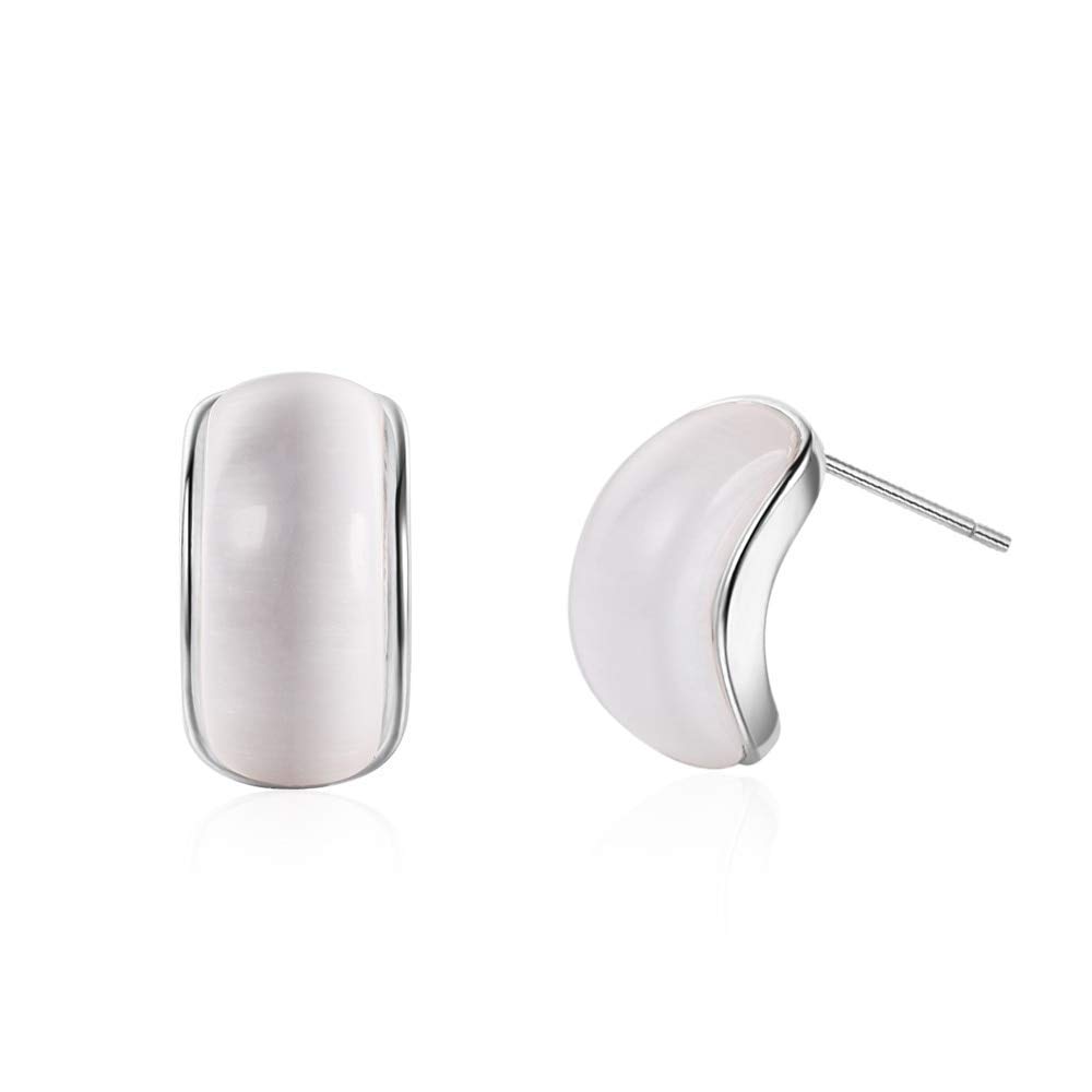Orecchini a Bottone Geometrici in Cristallo Argento Sterling 925 per Donne Boucles D'oreilles Gioielli da Sposa Regali per Ragazze