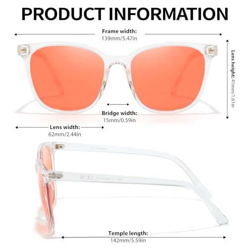 Image of IGnaef Amber Sleep Blue Light Blocking Glasses, Classic Square Computer Gaming Glasses Anti Eyestrain & UV Glare BL1851