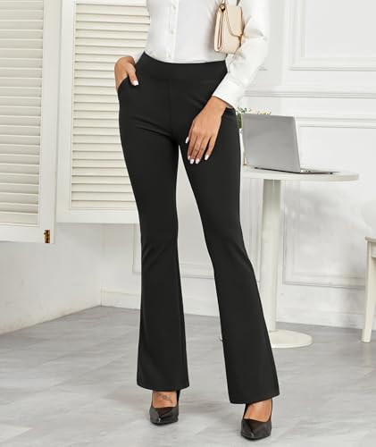 Agenlulu High Waisted Dress Pants for Women Petite/Regular/Tall Bootcut Pull On Yoga Work Slacks Pockets 28"/29.5"/31.5"4