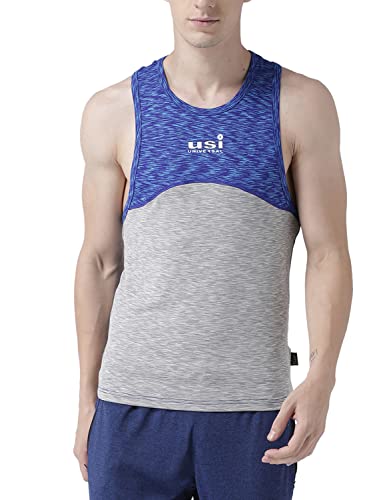 Image of USI UNIVERSAL Grey and Blue Training T-Shirt Small for Men (S)