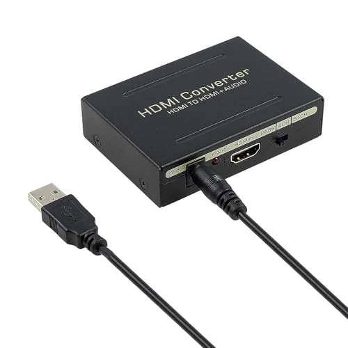 SOONHUA Divisor extractor de audio HDMI a HDMI convertidor de audio estéreo 1080P compatible con SPDIF+ RCA L/R