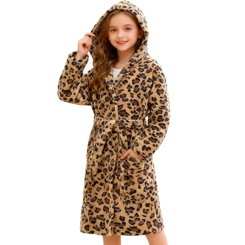 Image of Boys Girls Bathrobes,Toddler Boy Girl Robes,Children's Plush Soft Coral Fleece Hooded Pajamas Sleepwear for Kids