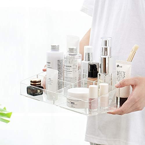 Image of Sooyee Clear Makeup Organizer,9 Spaces Vanity Organizer Cosmetic Display Cases for Lipstick,Makeup Brushes and Skin Care Products,Plastic Makeup Storage