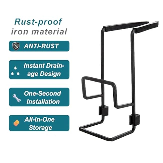 Sponge Holder for Kitchen Sink ¨C Sink Caddy Organizer for Sponges, Brushes, and Kitchen Sink Accessories, Apartment & New Home Essentials (Black)