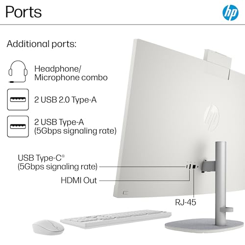 Image of HP 27 All-in-One Desktop Computer, 27 inch FHD Touchscreen, Intel Ultra 7-155U(12-core), 32 GB DDR5, 2 TB SSD, Adjustable Angle, WiFi 6, Windows 11 Pro & Microsoft Office License, with Bonus Accessories