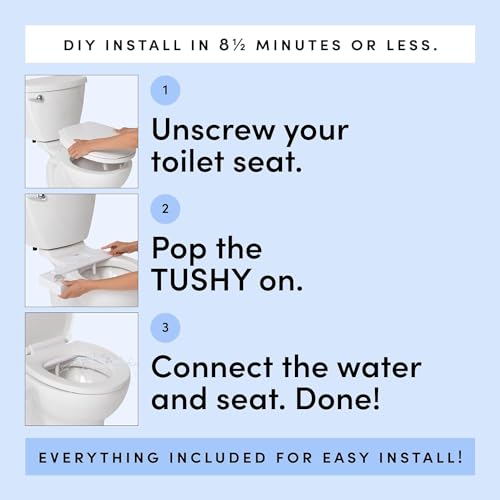 TUSHY Fresh Cool Water Bidet: Ultra Slim Toilet Seat Attachment (Non-Electric Self-Cleaning Hygienic Nozzle) Easy DIY Install <10 Min (Adjustable Water Pressure Control), Matte Brass Knob thumbnail 5