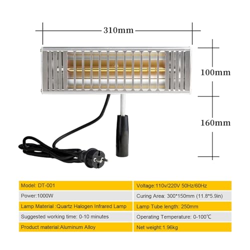 Pintura infrarroja onda corta 1000W con lámpara calefactora manual de secado rápido 3