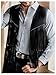 OYOANGLE Men's PU Leather Open Front Fringe Vest Boho Cowboy Western Sleeveless Jacket Waistcoat Black X-Large