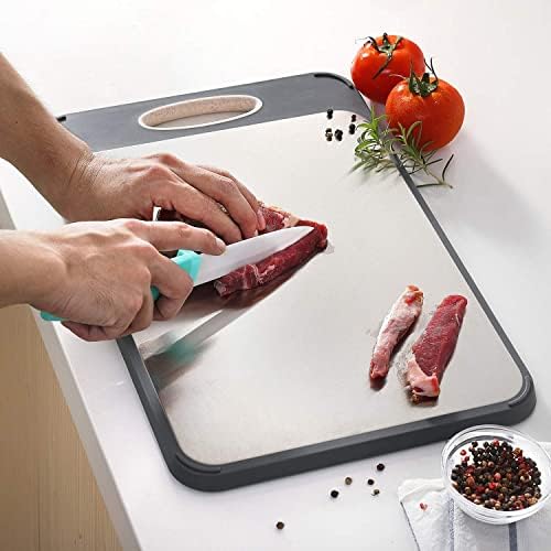 image for GUANCI Cutting Board for Kitchen, Stainless Steel Cutting Board Double