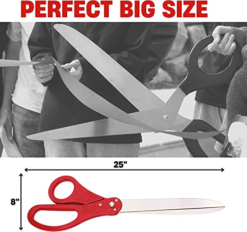 Red Ribbon Cutting Ceremony Kit – 25" Giant Scissors for Special Events Large Scissors Ceremonial with Red Ribbon Grand Opening Shears for Inaugurations Theater Performances by BOGAZNET - Image 2