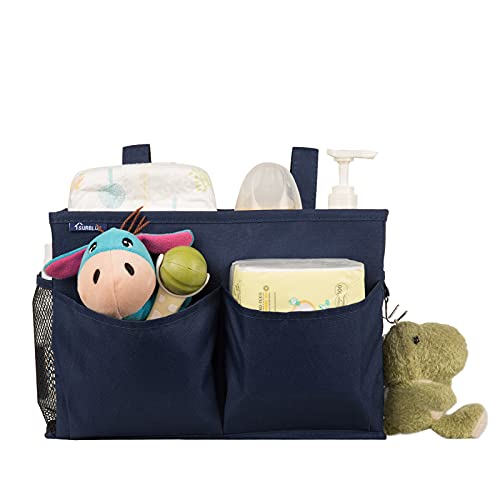 Image of Surblue Bedside Caddy Storage Hanging Organizer for Bunk and Hospital Dorm Rooms Beds Rails Blue
