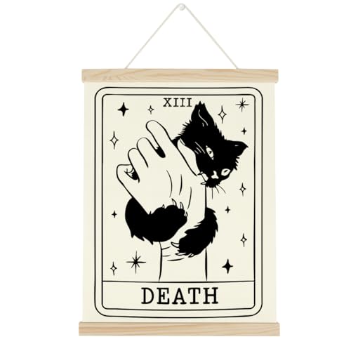 URYRJGH Black Cat Tarot Cards Sign for Divination Room Black Cat Decor for Home Living Room Gifts for Augur Tarot Card Reader 16 X 12 Inches