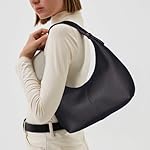 Einfarbig Hobo Bag PU Leder Handtasche Damen Klein Schultertasche Clutches Vintage Umhängetasche Uni Tasche Henkeltaschen Tote Bag Shoulder Bag for Women – Bild 2