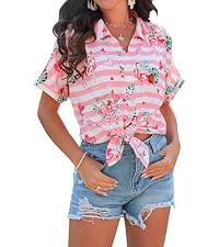 ZXZY Mama Shirt Hawaiian Short Sleeve Blouses Fourth of July