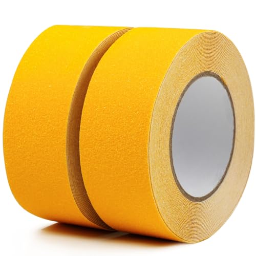 CHUANGSEED 2 Rolls Yellow Anti Slip Tape 2" x 33Ft (50mm x 10m) High Traction For Outdoor/Indoor Safety Non Skid Roll Traction Tread grip Tape