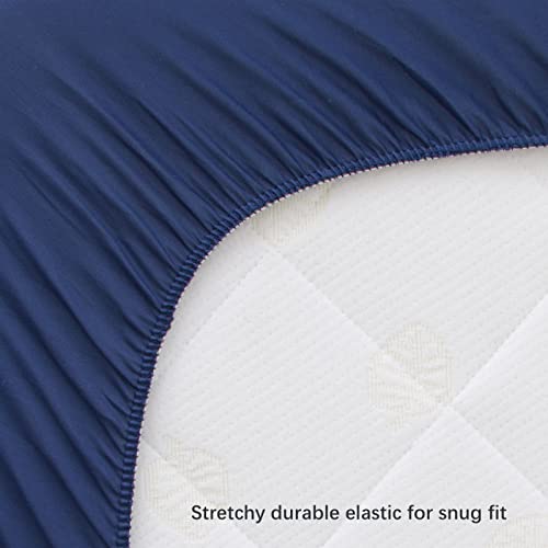 Square Playard/Playpen Fitted Sheets, Perfect for New Room2 / TotBloc Portable Playard, 2 Pack, Ultra Soft Microfiber, Fitted Playpen Sheet, Navy Cloud and Grey Arrow by Biloban - Image 4
